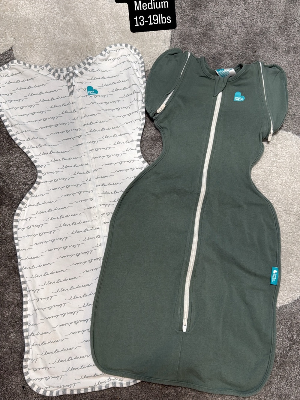 Love to Dream Baby Swaddle Duo in Olive Green & White Script